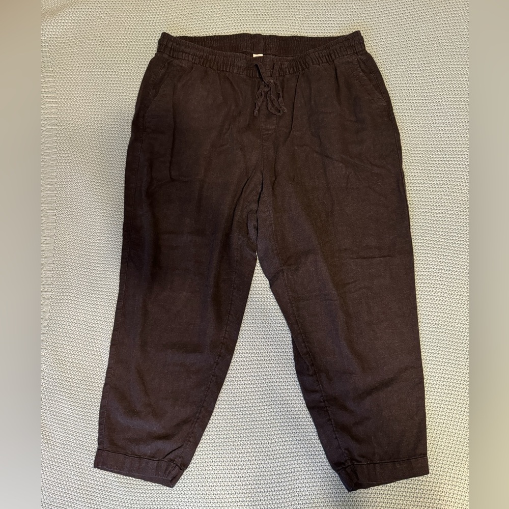 Old Navy High-Waisted Linen-Blend Straight Cropped Plus-Size Pants
